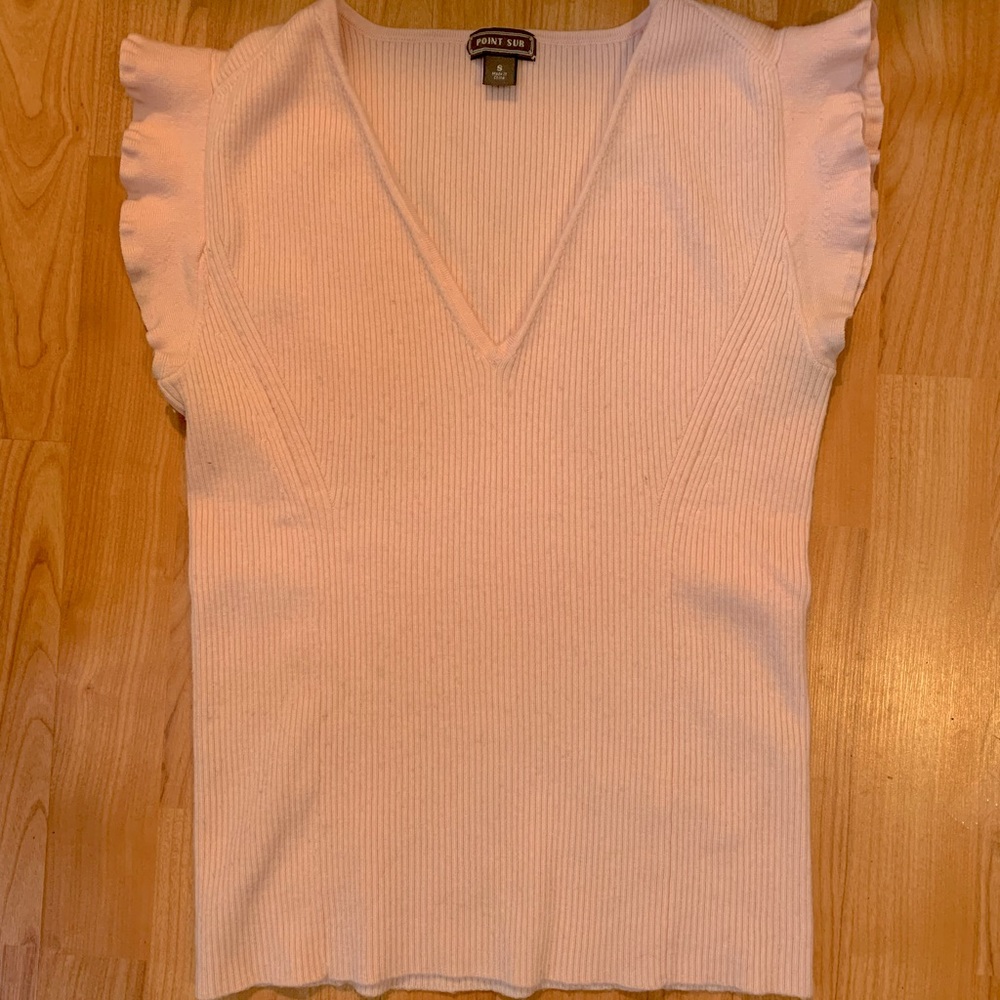J.Crew Point Sur Merino Wool Ruffle Tank Sweater Light Pink, Size small